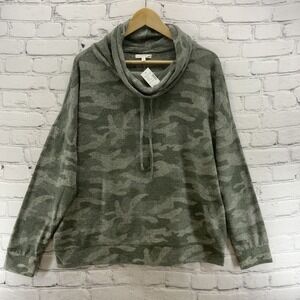 Maurices Sweater Womens Sz XXL Green Camo Super Soft Cowl Neck NWT